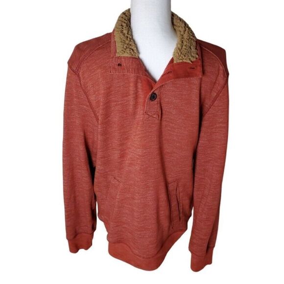 GH Bass Co Sweater Medium 1/4 Button Henley Pullover Rust Orange Classic Preppy - Picture 4 of 8